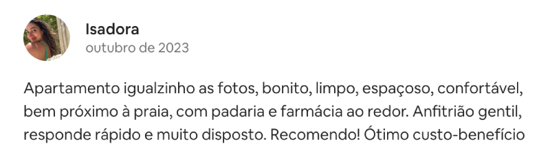 depoimento anfitrioes apartamento em jurere